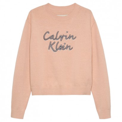Детска блуза Calvin Klein за момиче с надпис лого