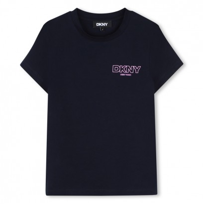 Детска тениска DKNY за момиче с лого и апликация