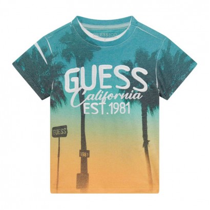 Детска тениска Guess за момче с принт и бродерия