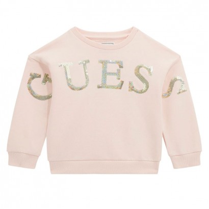 Детска блуза Guess за момиче надпис лого от пайети