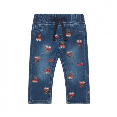Детски дънки Guess за момче с принт мечета и ластик
