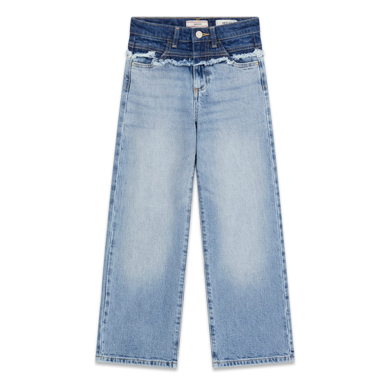 Детски дънки Guess за момиче с широк крачол и с лого