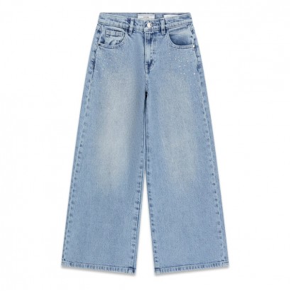 Детски дънки Guess за момиче с широк крачол с избелен ефект