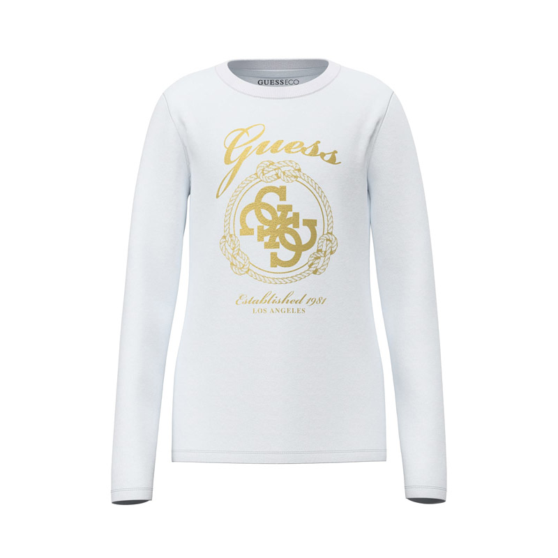 Детска блуза Guess за момиче с дълъг ръкав с надписи и лого