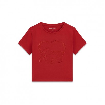 Детска тениска Guess за момиче с голямо лого с камъни