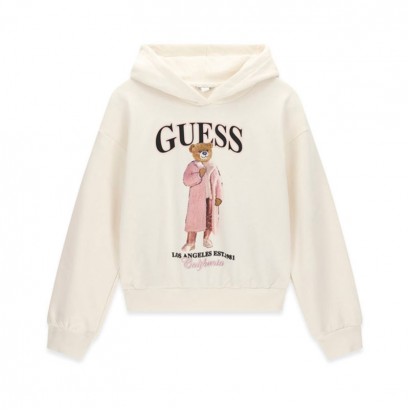 Детско худи Guess за момиче с надпис лого и мече