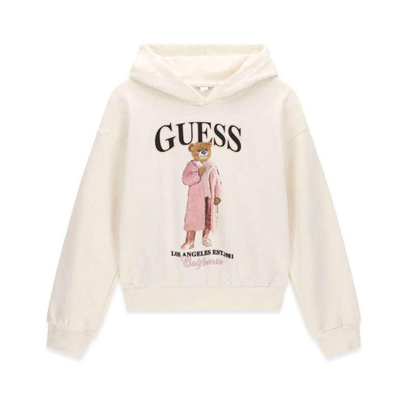 Детско худи Guess за момиче с надпис лого и мече