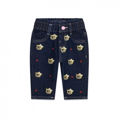 Бебешки дънки Guess за момиче с бродирани мечета