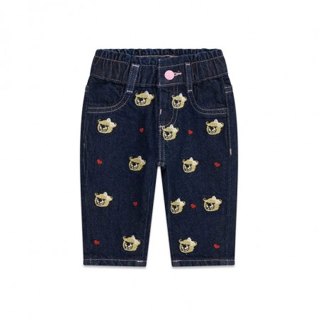 Бебешки дънки Guess за момиче с бродирани мечета