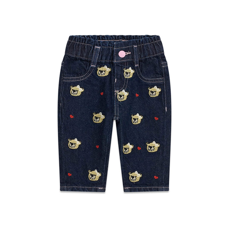 Бебешки дънки Guess за момиче с бродирани мечета