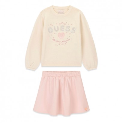 Детски комплект Guess за момиче от пуловер и пола-панталон