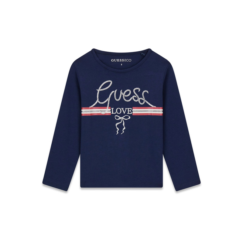 Детска блуза Guess за момиче с надпис Love и панделка