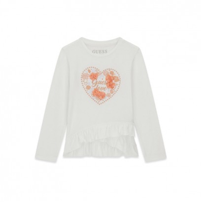 Детска блуза Guess за момиче с цветя и сърце
