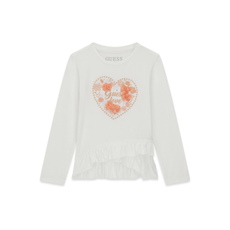 Детска блуза Guess за момиче с цветя и сърце