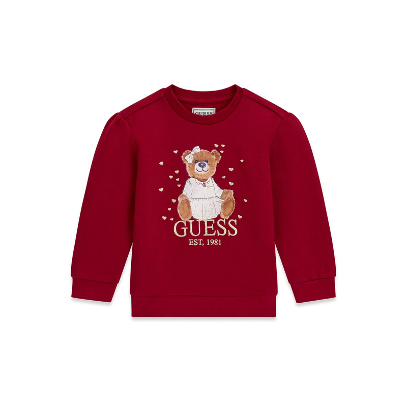 Детска блуза Guess за момиче с мече и лого