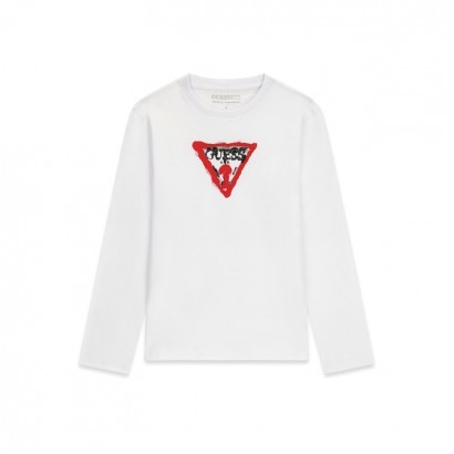 Детска блуза Guess за момче с дълъг ръкав с лого отпред