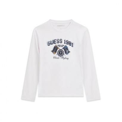 Детска едноцветна блуза Guess за момче с дълъг ръкав