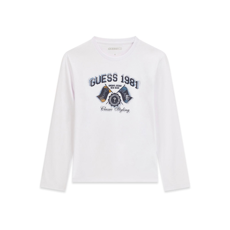 Детска едноцветна блуза Guess за момче с дълъг ръкав