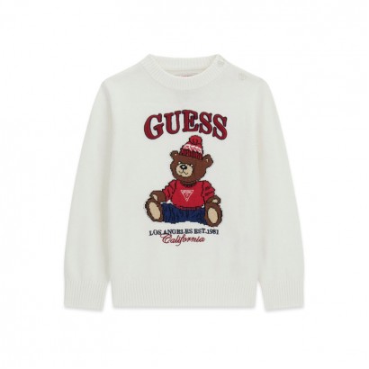 Детски плетен пуловер Guess за момче с копчета на рамото