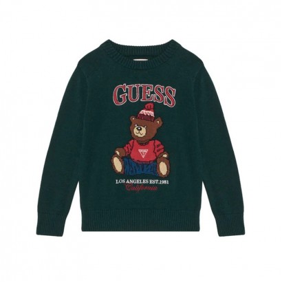 Детски плетен пуловер Guess за момче с копчета на рамото