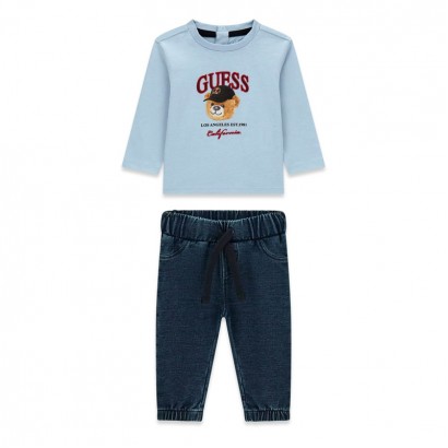 Бебешки комплект Guess за момче 2 части с апликация мече