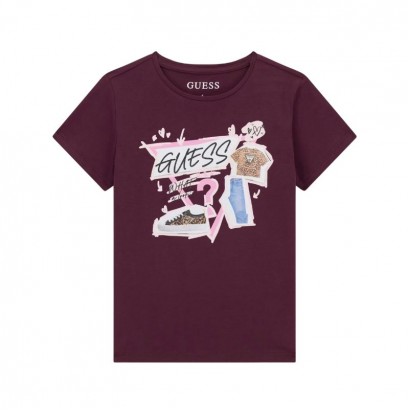 Детска тениска Guess за момиче с апликация и лого