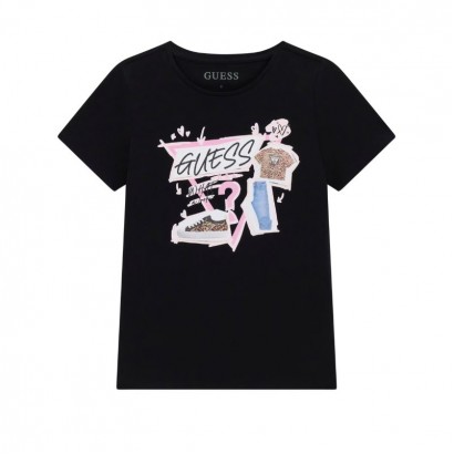Детска тениска Guess за момиче с апликация и лого