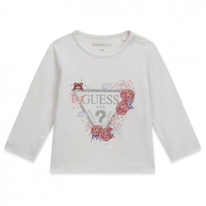 Детска блуза Guess за момиче с апликация и лого