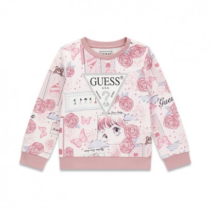 Детска блуза Guess за момиче с ефектен принт и лого
