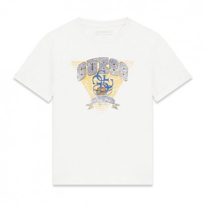 Детска тениска Guess за момче с лого и обло бие
