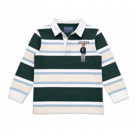 Детска блуза Guess за момче с яка, лого и мече