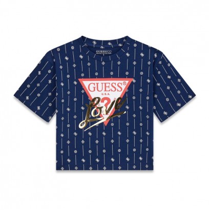 Детска тениска Guess за момиче Love с ефектен принт