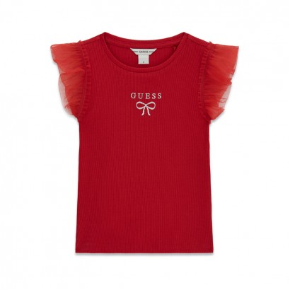 Детска тениска Guess за момиче с тюлен къс ръкав