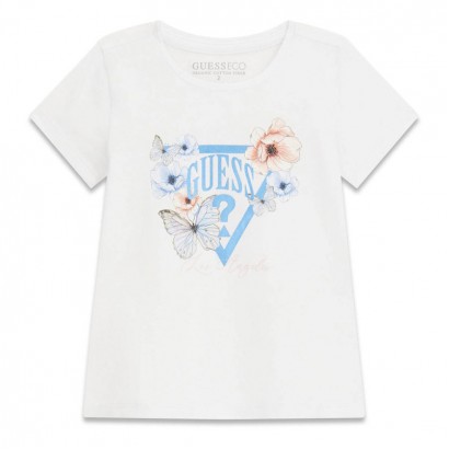 Детска тениска Guess за момиче с лого и цветя