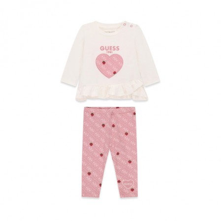 Бебешки комплект с дълъг ръкав Guess за момиче блуза и клин