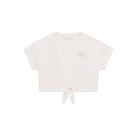 Детска тениска с къс ръкав Guess за момиче скъсена с лого