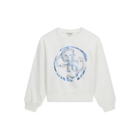 Детска блуза Guess за момиче с голямо лого отпред и камъни