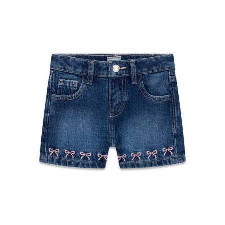 Детски комфортни къси панталони Guess за момиче деним с бродерия