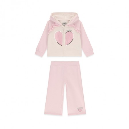 Детски комплект Guess за момиче суитшърт с качулка и дълъг панталон с лого