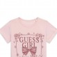 Детска асиметрична тениска Guess за момиче с лого и надпис