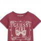 Детска асиметрична тениска Guess за момиче с лого и надпис