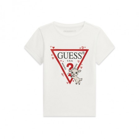 Детска тениска с къс ръкав Guess за момиче с лого на марката