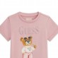 Детска рокля с къс ръкав Guess за момиче права с картинка на мече