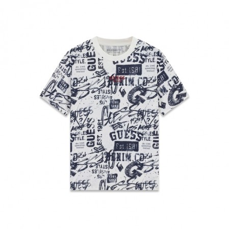 Детска тениска с къс ръкав Guess за момче със шарка