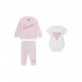 Бебешки комплект Guess за момиче горнище с цип боди и панталон