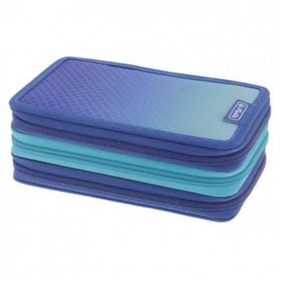 Herlitz Несесер 31части с 3 ципа пълен Blue Turquoise
