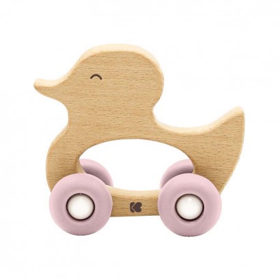 Kikkaboo Играчка дървена с чесалка Duck Pink