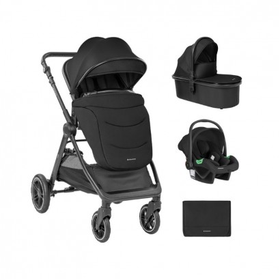 Kikkaboo Комбинирана количка 3в1 с кош за новородено Ava Black