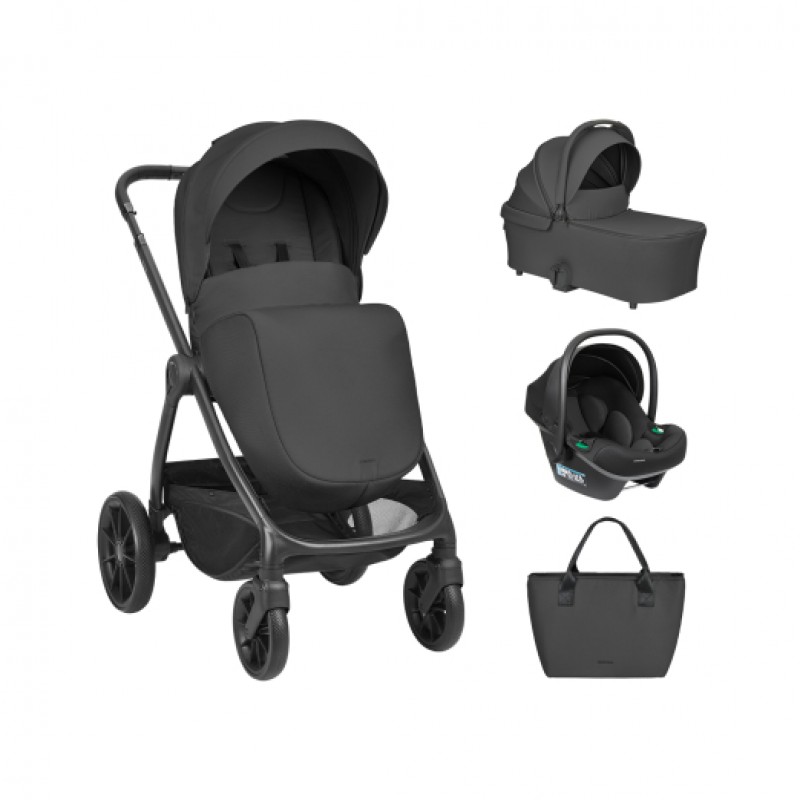 Комбинирана количка 3в1 с кош за новородено Modena Black 2027